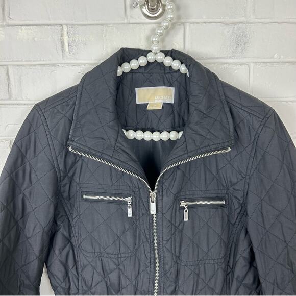 Michael Michael Kors Black Quilted Zip Front Puffer Jacket Size S - Picture 2 of 9